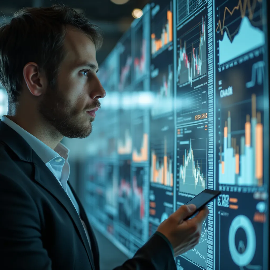 Investigador analizando datos en un laboratorio moderno